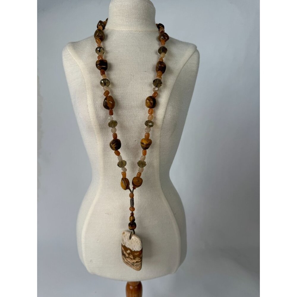 Picture Jasper & Semi-Precious Healing Stone Necklace 15"